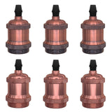 1 x RAW Customer Returns Queeplo 6 pieces E27 vintage lamp holder, high-quality lamp holder made of aluminum alloy for 220-240V 4A, socket adapter for Edison screw light bulb rose gold red copper - RRP €30.24