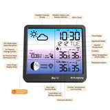 1 x RAW Customer Returns ALongSong Digital Color Display Weather Stations Indoor and Outdoor Temperature Radio with Weather Forecast, Temperature Warning and DCF Radio Clock Automatic Light Detection - RRP €26.4