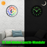 1 x RAW Customer Returns HOSTON Children s Luminous Wall Clock, Kids Teaching Clock, 12 Inch Luminous Wall Clock for Kids Room, Classroom, Playroom, Nursery, School 12 Inch, Grey  - RRP €22.8