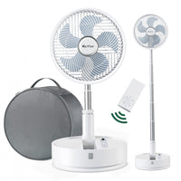 1 x RAW Customer Returns Marchpower fan quiet pedestal fan with remote control, height adjustable up to 92cm battery fan, 5 speed levels 90 automatic oscillation pedestal fan with carrying bag 10 25CM - RRP €79.99