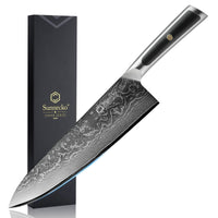 1 x RAW Customer Returns Sunnecko 20cm Damascus Knife Chef s Knife Kitchen Knife - Sharp Knife Made of Damascus Steel, Kitchen Knife with Ergonomic Handle - RRP €71.39