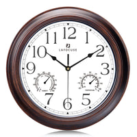 1 x RAW Customer Returns Lafocuse Silent Wall Clock with Temperature Display and Humidity Vintage, Retro Wall Clock Without Ticking Noises for Kitchen Living Room 30 cm - RRP €22.02