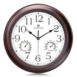 1 x RAW Customer Returns Lafocuse Silent Wall Clock with Temperature Display and Humidity Vintage, Retro Wall Clock Without Ticking Noises for Kitchen Living Room 30 cm - RRP €22.02