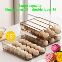 1 x RAW Customer Returns Egg Container for Refrigerator Automatic Rolling Egg Holder for Refrigerator, Double Layer Egg Storage Box with Lid, Chicken Egg Storage Tray for Household 2 Layers  - RRP €22.99