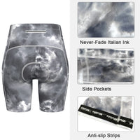 1 x RAW Customer Returns Lo.gas Cycling Shorts Women Padded Cycling Shorts 4d Quick-drying Elastic Women s Summer Cycling Shorts Short With Padding A-Gray Tie Dye L - RRP €30.24