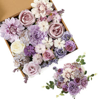 1 x RAW Customer Returns Kisflower Artificial Flowers Purple Silk Artificial Roses Combo Peony Flower for DIY Wedding Bridal Bouquet Party Home Decorations Purple  - RRP €22.21