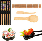 1 x Brand New Sushi Set, 9 PCS Bamboo Sushi Rolling Mat Sushi Kit Sushi Mat Includes 2 Sushi Rolling Mats, 1 Rice Paddle, 1 Rice Spreader, 5 Pairs of Chopsticks Beginner Tools DIY Kit - RRP €7.04