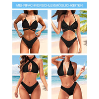 1 x RAW Customer Returns RXRXCOCO Sexy Brazilian Bikini Women Set Triangle String Top Bikini Set Thong Swimwear Black Size M - RRP €26.99