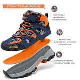 1 x Brand New ASHION Boys Hiking Shoes Trekking Non-Slip Sneakers Boots Orange, 40 EU  - RRP €51.6