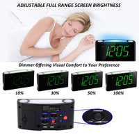 1 x RAW Customer Returns Vibrating Bedroom Alarm Clock, 7 Inch LED Dimmer, 7 Color Night Light, Adjustable Volume, Dual Alarms, 2 USB Ports for Deaf, Heavy Sleepers, Hearing Impaired - RRP €29.99