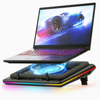 1 x RAW Customer Returns llano Laptop PC cooling base with powerful RGB turbo fans, adjustable speed without preset levels, touch screen operation, 3 USB ports, dustproof for 15 -19 notebooks - RRP €149.99