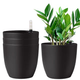 1 x RAW Customer Returns T4U 22cm Self-Watering Flower Pot with Water Indicator Black Set of 4, Self-Watering Water Storage Planter for Indoor and Outdoor Use - RRP €44.99