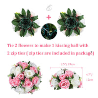 1 x RAW Customer Returns BLOSMON Bouquet Flower Arrangements Artificial Decoration Rose 2 Pcs Pink White Artificial Bouquet Flowers Table Decoration Flower Ball Valentine s Day Bouquet Real Roses for Wedding Mother s Day Gift - RRP €19.14