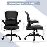 1 x RAW Customer Returns Razzor office chair, ergonomic desk chair with lumbar support and fold-up armrests, rocking function, height-adjustable swivel chair with breathable mesh, black - RRP €139.99