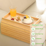 1 x RAW Customer Returns Sofa tray armrest Natural Bamboo Couch Tray Anti-Slip Sofa Storage Couch Storage Sofa Armrest Storage for Snacks, Cell Phone, Controls, Cups, Flexible and Foldable Cup Holder Sofa - RRP €27.22