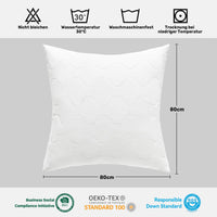 1 x RAW Customer Returns puredown 1 Deluxe White Goose Feather Pillow, Low to Medium Support Pillow, 1500g Filling 80x80cm, Thickened Shell, Prevents Fillers From Leaking, OEKO-TEX - RRP €42.35