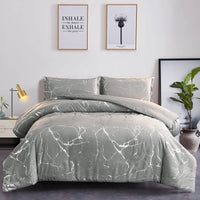 1 x RAW Customer Returns Freyamy bed linen 200x200cm 3-piece light grey silver marble glitter pattern bedding sets brushed microfiber soft reversible bed linen luxury duvet cover with zipper and 2 pillowcases 80x80cm - RRP €40.32