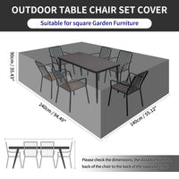 1 x RAW Customer Returns PATIO PLUS Garden Furniture Table Covers, Rectangular Patio Furniture Set Covers Heavy Duty 600D Waterproof Anti-UV Windproof Garden Table Cover, Grey 240x140x90cm - RRP €52.09