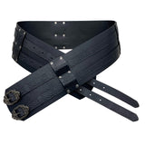 1 x RAW Customer Returns HiiFeuer Wide Viking Belt, Medieval Fax Leather Armor Knight Belt, LARP Halloween Costume Black  - RRP €44.53