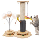 2 x Brand New FUNCREVITY Cat Toy Sisal Scratcher Interactive Cat Treat Dispenser Toy Wooden Ball Track Dangling Feather Toy Massage Brush and Catnip Balls Ideal for Indoor Cats and Kittens - RRP €58.46