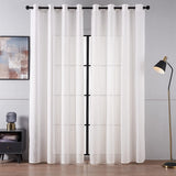 1 x RAW Customer Returns Topfinel curtains living room curtain transparent white curtains children s room linen look curtains 245 cm high over curtains with eyelets stripes curtain panel set of 2 for outdoor balcony - RRP €37.99