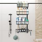 1 x RAW Customer Returns Shower shelf for hanging, shower shelf without drilling, bathroom shelf with 4 levels, bathroom shelf, shower basket for hanging over the shower door with soap dish for bathroom storage, black - RRP €32.18