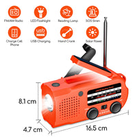 1 x RAW Customer Returns Qoosea Solar Radio Crank Radio Portable Emergency Radio Dynamo Power Rechargeable 2000 mAh Hand Crank FM AM Radio Built-in SOS Alarm LED Flashlight Reading Light Headphone Jack for Outdoor Survival - RRP €19.15