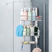 1 x RAW Customer Returns Shower shelf for hanging with soap dish, shower shelf, no drilling, bathroom shelf with 2 baskets, bathroom shelf, shower basket for hanging over the shower door for bathroom, silver - RRP €23.84