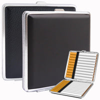 50 x Brand New Cigarette box made of PU leather metal set of 2, elegant cigarette box, cigarette case for cigarettes cigar accessories 7.0 black black  - RRP €360.0