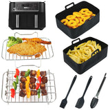 1 x RAW Customer Returns GINOYA 7 x deep fryer accessories for Ninja AF400EU AF451EU AF500EU AF300EU, 2 x silicone air fryer inserts, 2 x air fryer rack, kitchen tongs, oil brush - RRP €30.24