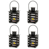 2 x Brand New Sziqiqi Black Lanterns with Flame Effect Candle, LED Hanging Candlestick Candle Holder Decorative, Mini Metal Lanterns for Outdoor for Wedding Christmas Party Centerpieces, 4 Pieces - RRP €40.8