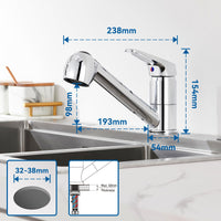 1 x RAW Customer Returns Auralum single lever kitchen faucet with 2 spray types, kitchen faucet extendable, sink faucet with 360 swivel, chrome single lever mixer tap for kitchen - RRP €38.99