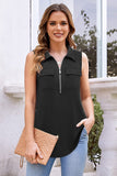 1 x RAW Customer Returns Siddhe Tank Tops Women Summer Blouse Elegant V-Neck Sleeveless Tunic Business Formal Long Blouse Basic Shirt for Leggings, M - RRP €14.11