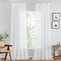 1 x RAW Customer Returns MIULEE Curtains with ruffle tape Curtain Transparent curtain made of plain transparent sheer voile living room airy decorative curtain for bedroom set of 2 215 x 140cm H x W white - RRP €22.18