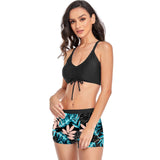 1 x RAW Customer Returns Jarseila Women s Swimsuit High Waisted Swim Shorts Halter Bikini Two Piece Elegant Beachwear Women s Swimwear Beach Swimsuit, Black, XL - RRP €34.99