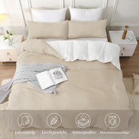 1 x RAW Customer Returns SOULFUL bed linen 135x200 cotton 2 pieces, bed linen sets camel beige with zipper, similar texture to stone washed linen, contains 1 duvet cover 135x200 and 1 pillowcase 80x80 - RRP €37.3