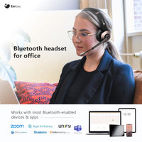 1 x RAW Customer Returns Earbay Bluetooth headset with microphone, headset with microphone, wireless noise cancellation, V5.0, dual connection, for clear 26H conversations, wireless headphones for laptop, iPhone, tablet, Skype, office - RRP €41.48