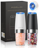 1 x RAW Customer Returns FORLIM 6 Oz Capacity Electric Salt and Pepper Grinder Set, 4 AAA Battery Operated One-Hand Automatic, Gravity Salt Mill, Adjustable Coarseness, with LED Light Black White  - RRP €21.99