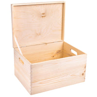 1 x RAW Customer Returns Creative Deco XXL Large wooden box with lid 40x30x24 cm -1cm Wooden chest memory box baby wooden box with lid and handles box Easter gift for toys, tools RAW, UNPOLISHED - RRP €36.2