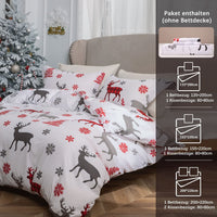 1 x RAW Customer Returns MILDLY Christmas Bedding Set - Kids Christmas Holiday Printed - Girls Boys Teens Snowflake Elk Reindeer Deer Home Decor Bedspread - Red and White - RRP €24.19