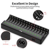 3 x RAW Customer Returns BONAI AA AAA Battery Charger 16 Slot Universal LED Battery Charger Intelligent Battery Charger Smart Battery Charger for AA AAA NI-MH NI-CD Rechargeable Batteries, Black - RRP €70.2