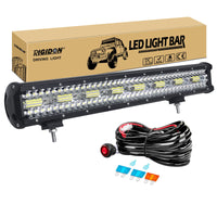 1 x RAW Customer Returns RIGIDON 23 Inch 58 cm 480W LED light bar and 12v wiring kit, LED light bars for off road truck car ATV off-road 4x4 vehicles, 6000K driving lamp, Waterproof - RRP €64.99