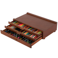 1 x RAW Customer Returns VISWIN 3-Drawer Wooden Artist Supply Storage Box with Removable Dividers, Premium Beech Wood Art Storage Box, Portable Organizer Box for Paints, Markers, Pens, Brushes and Art Supplies - RRP €39.83