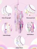 1 x RAW Customer Returns Nice Dream Dream Catcher Moon, Wall Hanging Decoration with Colorful Feathers for Girls Boys Bedroom Purple - RRP €22.8