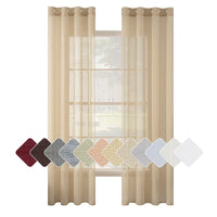 1 x RAW Customer Returns MIULEE Set of 2 Voile Curtain Sheer Linen Curtain with Eyelets Transparent Linen Look Curtain Eyelet Curtain Living Room Window Curtain Translucent Decorative Curtain Bedroom 140 x 280 cm W x H Beige Yellow - RRP €38.35