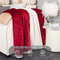 1 x RAW Customer Returns RATEL Double Layer Velvety Fleece Blanket, Red 150 200 cm Super Soft Blankets, 420GSM Enhanced Blanket for Sofa Chairs Bed - Easy to Care for, Warm, Cozy and Durable - RRP €33.26