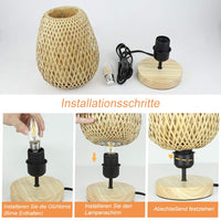 1 x RAW Customer Returns Depuley Modern LED table lamp rattan made of bamboo and wood, decorative nature table lamp with E27 socket max. 60 watts, night light reading lamp for bedroom, children s room, light bulb included... - RRP €37.3