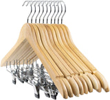 1 x RAW Customer Returns Tosnail 12 pieces wooden clothes hangers trouser hangers for trousers skirts non-slip made of Schima wood 43 cm - RRP €31.73