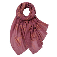 1 x Brand New KAVINGKALY Glitter Gold Beautiful Floral Scarves Lightweight Wraps Scarf Soft Fashion Scarves Wrap for All Seasons Burgundy  - RRP €27.6