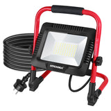 1 x RAW Customer Returns 50W LED Work Light, HYCHIKA Work Light with 6500K Bright White, 5500 LM, Adjust Brightness, IP65 Waterproof for Outdoor Use, 3M Cable, for Construction Sites, Gardens, Portable LED Spotlight - RRP €40.34